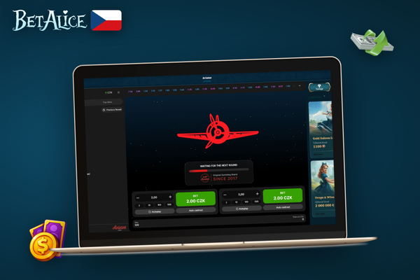 Hráč spouští Aviator o peníze na notebooku a mobilu v Betalice Kasinu