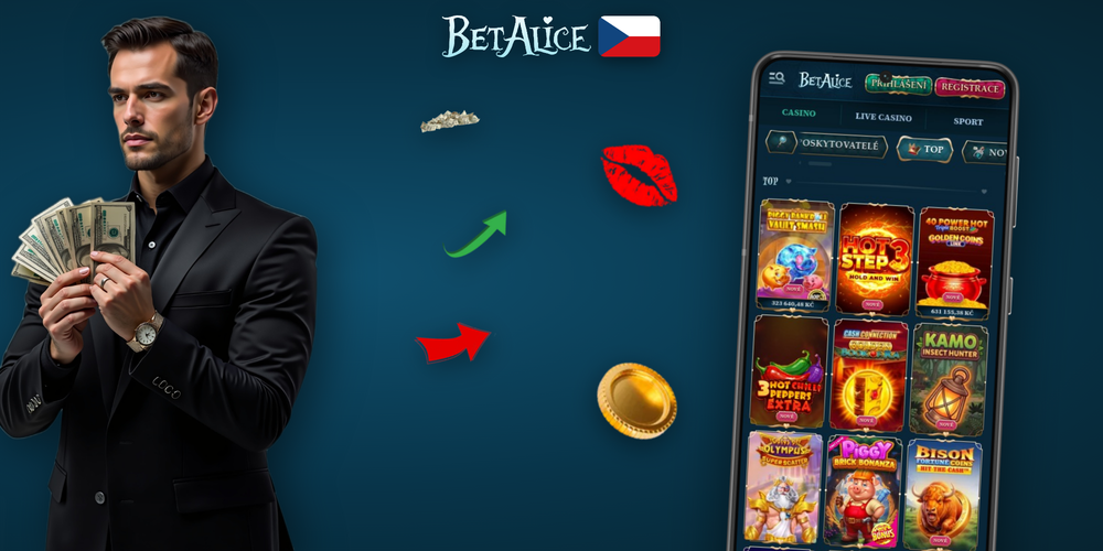 Betalice Kasino online app — tři obrazovky s kasinem, živým dealerem a sporty