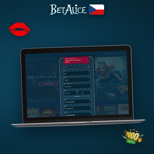 Betalice Kasino registrace — notebook s formulářem a tlačítkem Zaregistrovat se